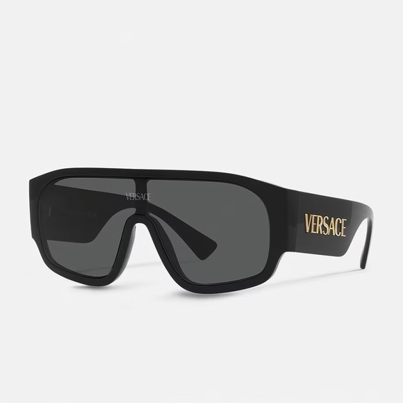 NEW VERSACE SUNGLASSES SHIELD BLACK UNISEX EYEWEAR VERSACE - Picture 1 of 8
